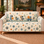 Star Parcel Robot Frieze sofa cover on a beige sofa