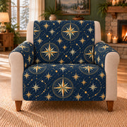 Stellar Compass Scatter sofa cover on a beige armchair