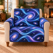 Stellar Current Ribbons sofa cover on a beige armchair