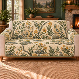 Stone Garden Mosaic Sofa Cover, Folklore Decor, Gift for Fantasy Readers