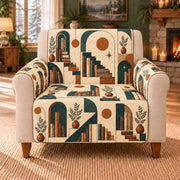 Story Stair Geometry sofa cover on a beige armchair