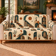 Story Stair Geometry sofa cover on a beige sofa