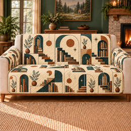 Story Stair Geometry Sofa Cover, Reading Room Decor, Gift for Book Lovers