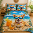 Summer Chihuahua Tropical Beach Quilt Set