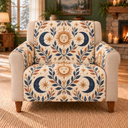 Sun Moon Leafwork sofa cover on a beige armchair