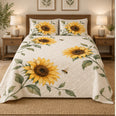 Watercolor Sunflower Quilt Set, Farmhouse Bedding Gift for Flower Lovers