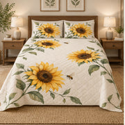 Watercolor Sunflower Quilt Set front view