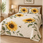 Watercolor Sunflower Quilt Set left angle