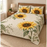 Sunflower Honeybee Quilt Set left angle