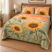 Left view of Sunset Meadow Sunflower quilt set