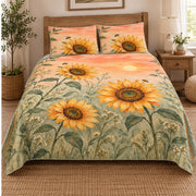Right view of Sunset Meadow Sunflower quilt set