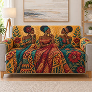 African Women Sofa Cover, Colorful Cultural Art Couch Protector Gift
