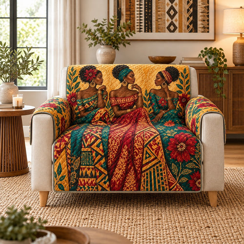 African Women Sofa Cover, Colorful Cultural Art Couch Protector Gift