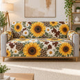 Sunflower Bee Sofa Cover, Farmhouse Floral Couch Protector Gift