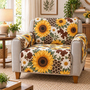 Sunflower Bee Sofa Cover, Farmhouse Floral Couch Protector Gift