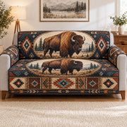 Southwestern Bison Sofa Cover, Rustic Wildlife Couch Protector Gift