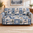 Snowman Patchwork Sofa Cover, Winter Holiday Couch Protector Gift