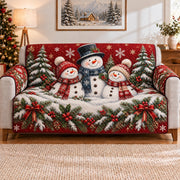 Snowman Family Sofa Cover, Christmas Winter Couch Protector Gift
