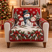Snowman Family Sofa Cover, Christmas Winter Couch Protector Gift
