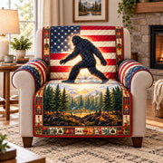 Bigfoot American Flag Sofa Cover, Patriotic Couch Protector Gift