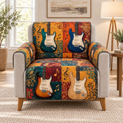 Vintage Guitar Sofa Cover, Music Lover Couch Protector Gift for Musicians
