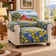 Red Barn Bluebonnet Sofa Cover, Country Farmhouse Couch Protector Gift