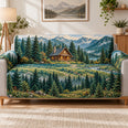 Mountain Cabin Sofa Cover, Evergreen Nature Couch Protector Gift