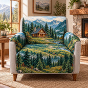 Mountain Cabin Sofa Cover, Evergreen Nature Couch Protector Gift