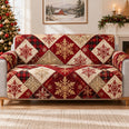 Christmas Quilt Patchwork Sofa Cover, Holiday Couch Protector Gift