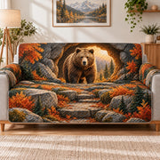 Autumn Bear Sofa Cover, Woodland Wildlife Couch Protector Gift