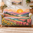 Wildflower Sunset Sofa Cover, Colorful Nature Couch Protector Gift