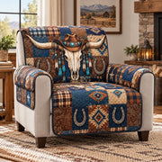 Western Bull Skull Sofa Cover, Rustic Ranch Couch Protector Gift