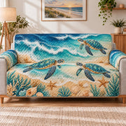Sea Turtle Ocean Sofa Cover, Coastal Beach Couch Protector Gift