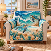 Sea Turtle Ocean Sofa Cover, Coastal Beach Couch Protector Gift