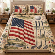 American Flag Golf Quilt Set mockup 1