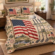 American Flag Golf Quilt Set mockup 2