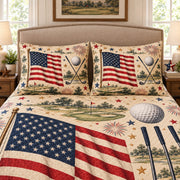 American Flag Golf Quilt Set mockup 3