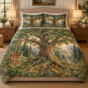 Ancient Forest Tree & Deer Quilt Set mockup 3