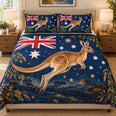 Australian Kangaroo Flag Quilt Set, Patriotic Aussie Bedding Gift