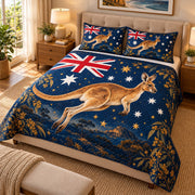 Australian Kangaroo Flag Quilt Set mockup 3