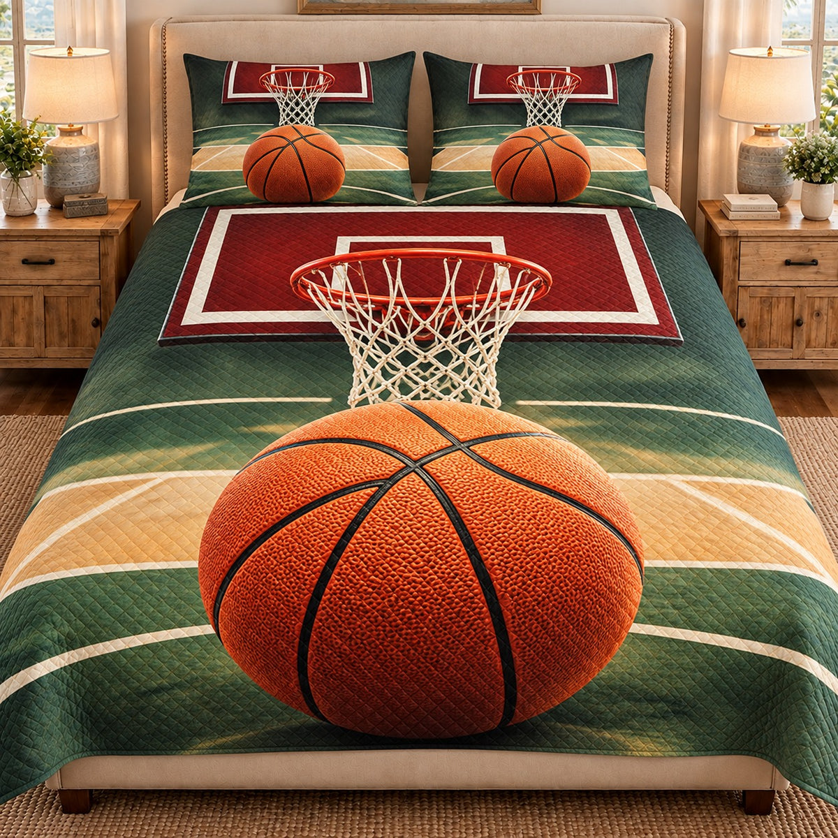 Basketball Court Quilt Set mockup 1
