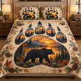 Bear Paw Wilderness Quilt Set, Rustic Mountain Bedding Gift for Nature Lovers