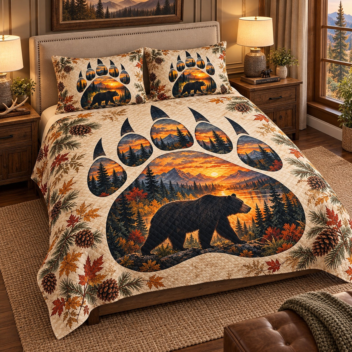 Bear Paw Wilderness Quilt Set mockup 2