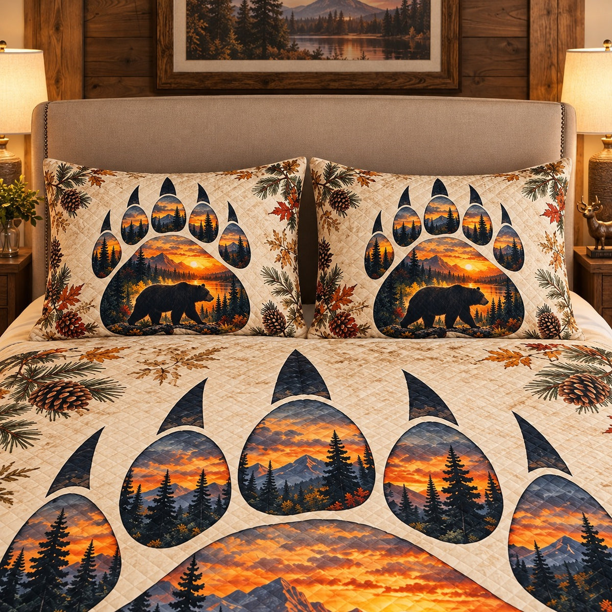 Bear Paw Wilderness Quilt Set mockup 3
