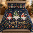 Christmas Gnome Quilt Set, Merry Holiday Bedding Gift for Families