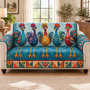 Colorful Rooster Sofa Cover mockup 3