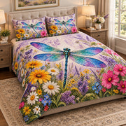 Dragonfly Wildflower Quilt Set mockup 2