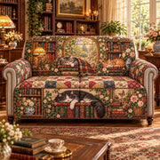 Enchanted Library Sofa Cover, Vintage Book Lover Couch Protector Gift
