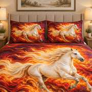 Flaming White Horse Quilt Set mockup 3