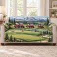Golf Course Sofa Cover, Fairway Couch Protector Gift for Golf Lovers